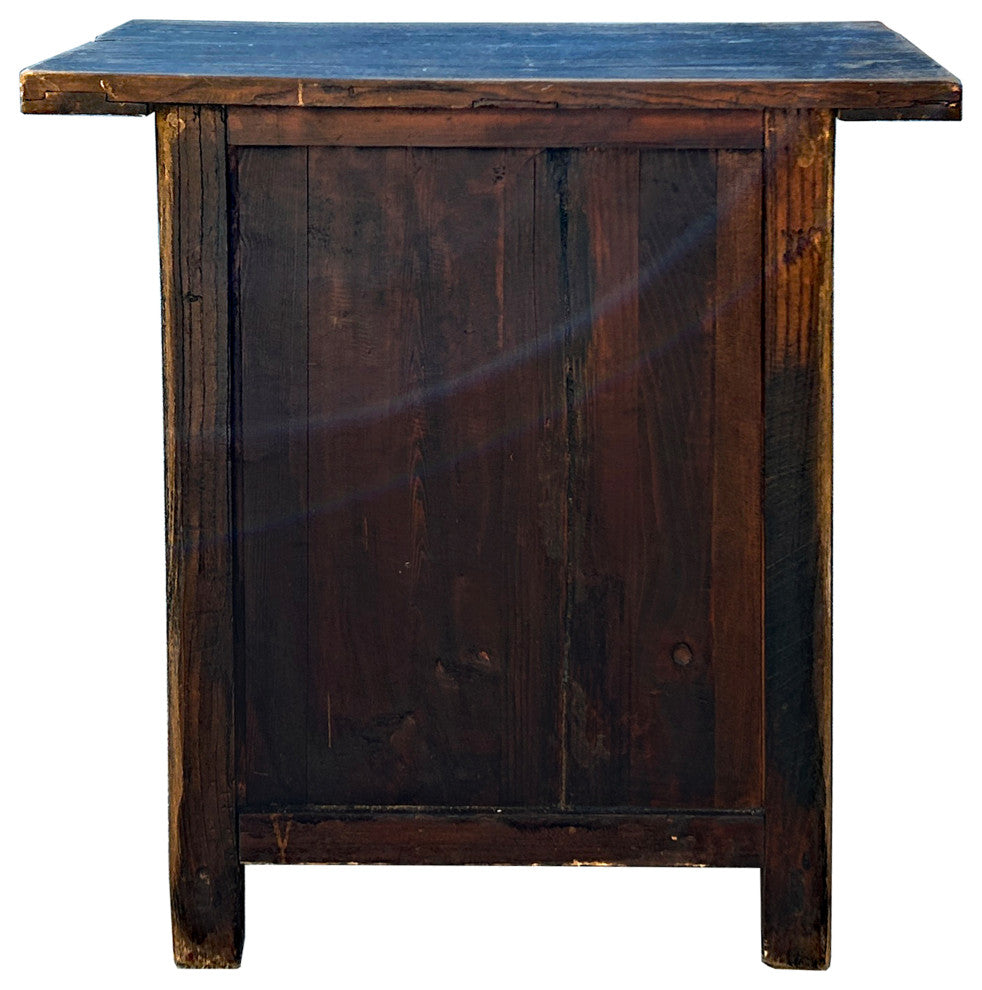 Distressed Rustic Black Rough Grain Wood Side Table Nightstand Cabinet Hws4315