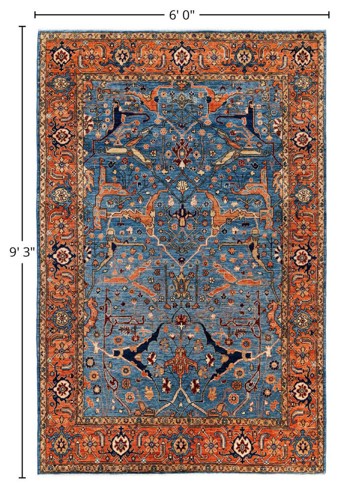 Serapi One-of-a-Kind Hand-Knotted Area Rug Light Blue, 6'0" x 9'3"