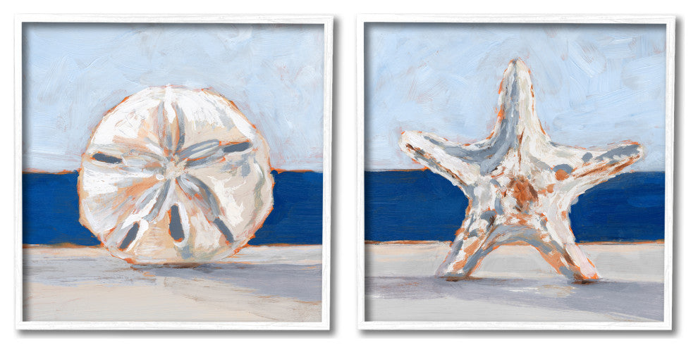 Sea Life Starfish Seashell Painting Beach Marine Animal, 2pc, each 12 x 12