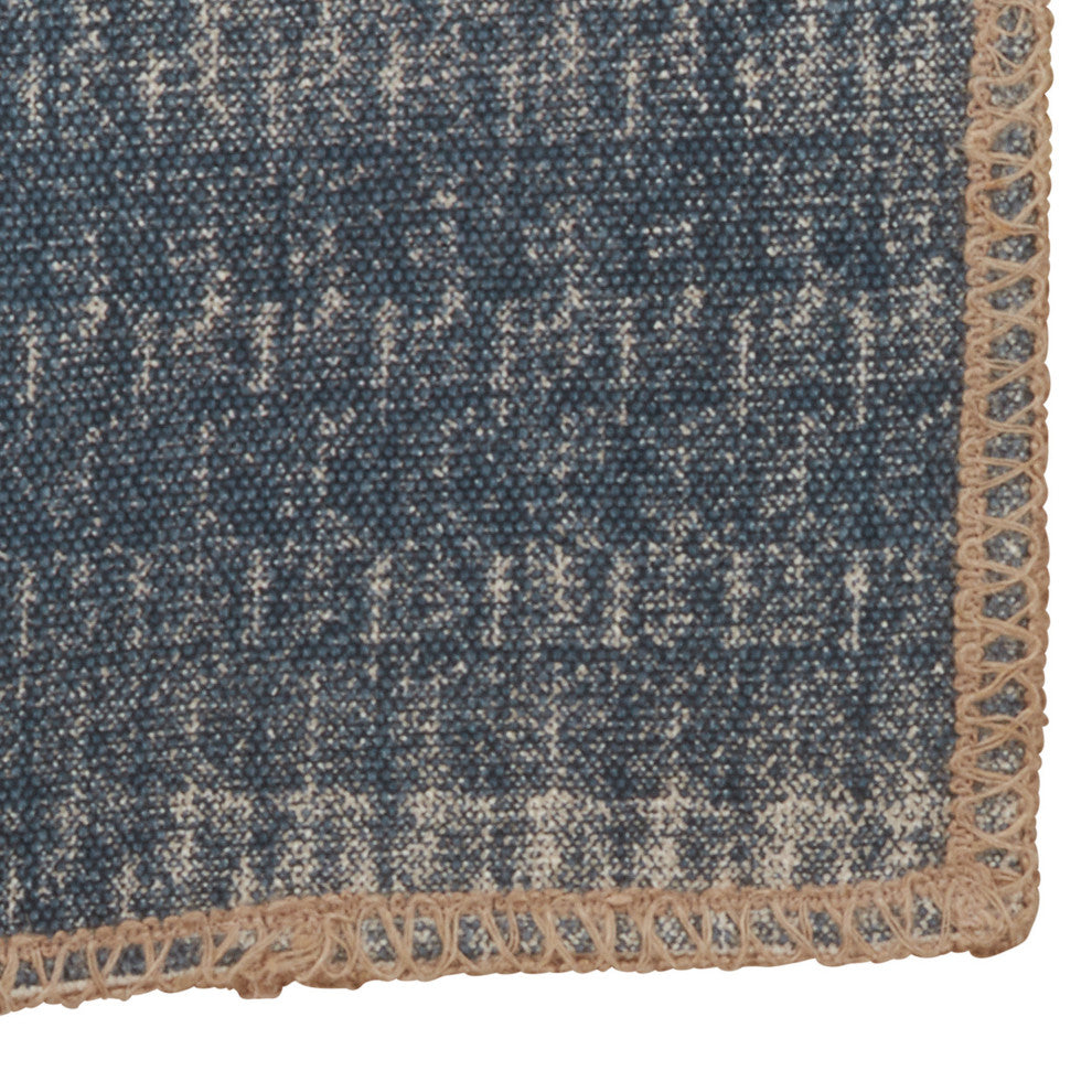 Jute Runner With Whipstitch Design, Denim