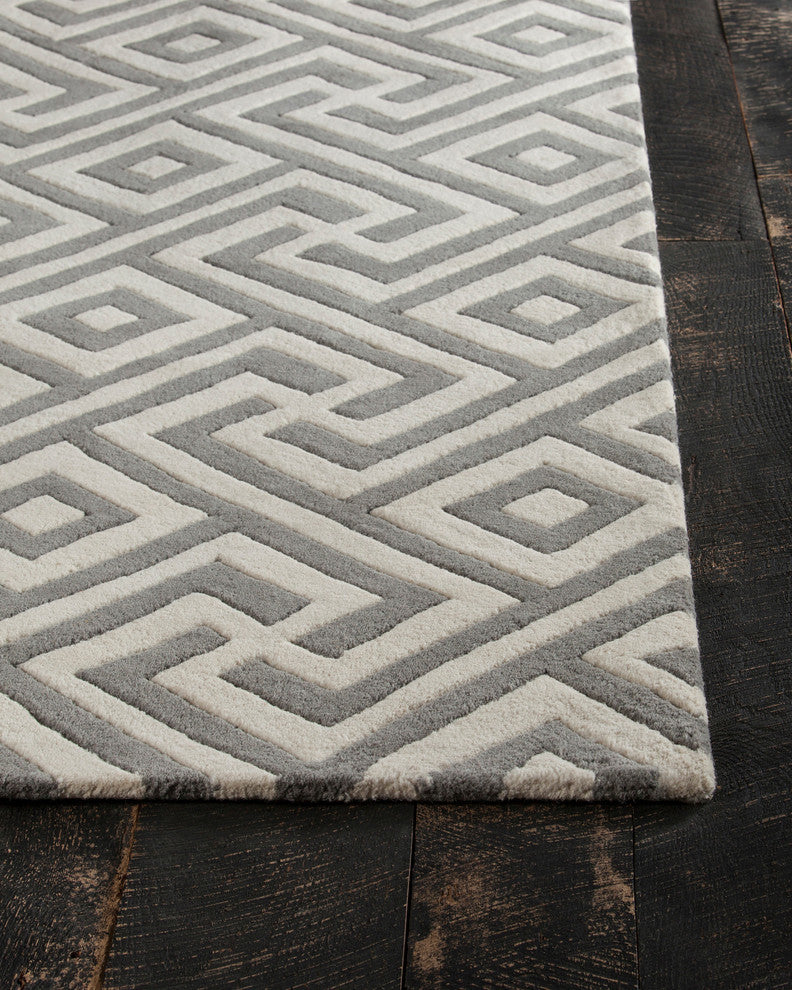 Davin Contemporary Area Rug, Gray and Cream, 5'x7'