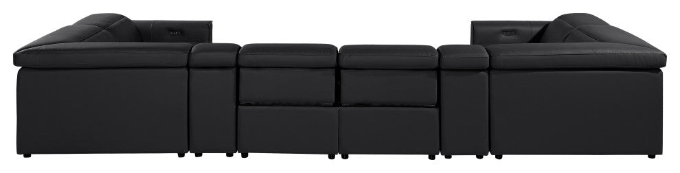 Niccolo Italian Leather 8-Piece U-Shaped 4 Power Reclining Sectional, Black