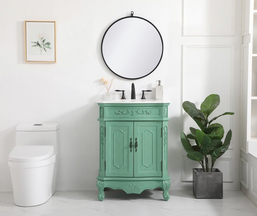 Bathroom Vanity, Vintage Mint, 27", Single Sink