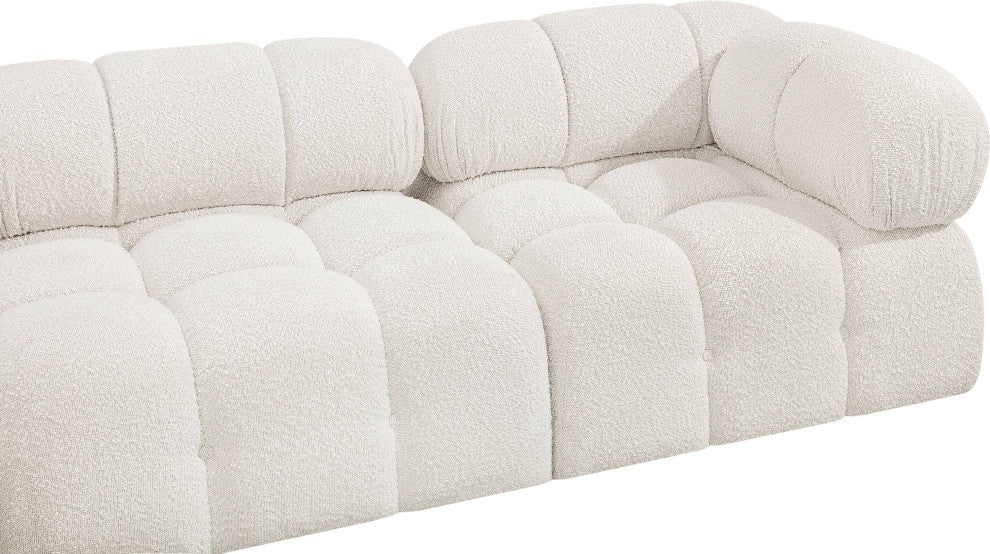 Ames Boucle Fabric Modular Sofa, Cream, 4-Piece: 2 Armless Chair, 2 Corner Chair