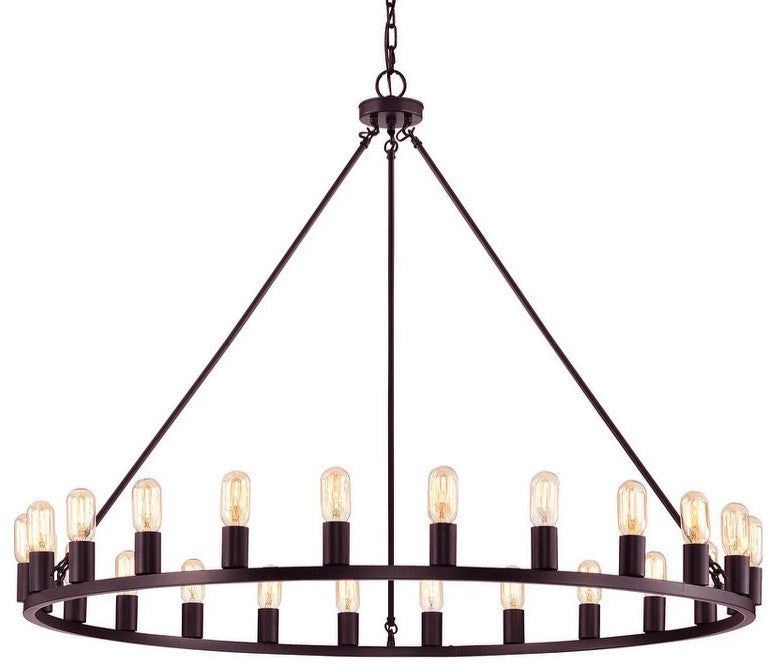 24-light Wagon Wheel Chandelier, 48", Oil Rubbed Bronze