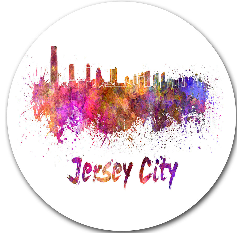 Jersey City Skyline, Cityscape Round Wall Art, 11"