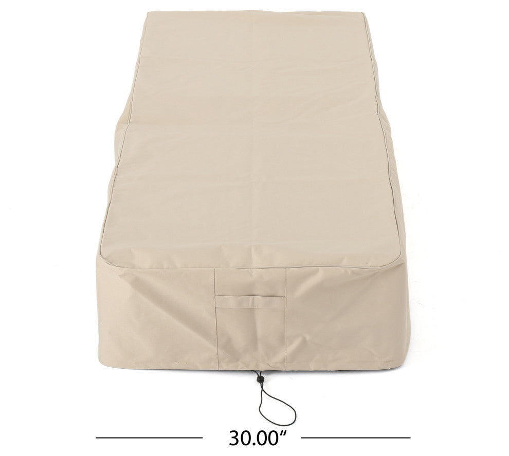 GDF Studio Solana Outdoor Beige Waterproof Fabric Lounge Set Cover, Set of 2