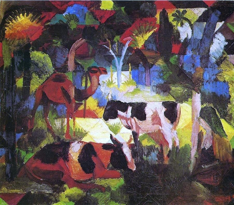 August Macke Landscape with Cows and Camel - 20" x 25" Premium Canvas Print