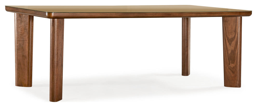 Oani Walnut and Glass Dining Table, Long