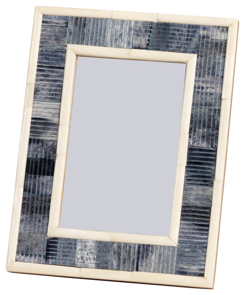 "Mendocino" 4" x 6" Carved Bone Picture Frame, Blue