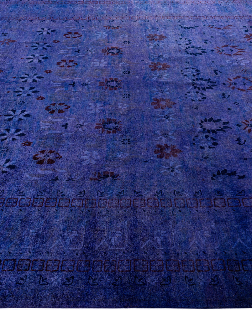 Overdyed One-of-a-Kind Hand-Knotted Area Rug Purple, 8' 1" x 10' 1"