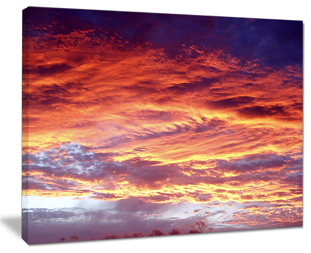 "Colorful Sunset Skies With Clouds" Extra Large Wall Art Landscape, 20"x12"
