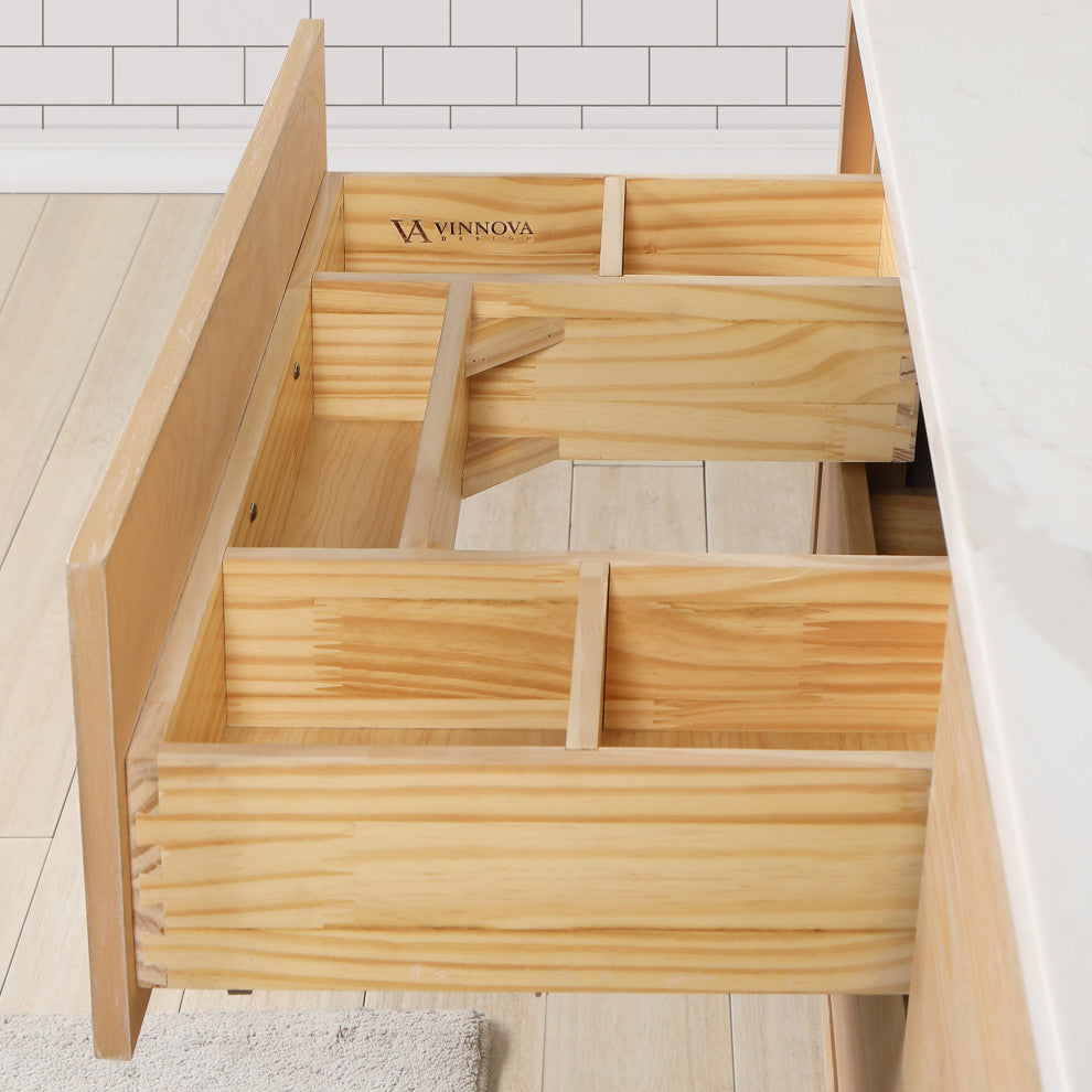 Cristo Floating Bath Vanity With Stone Top, Fir Wood Brown, 36in., No Mirror