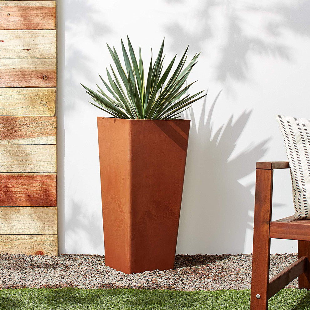 Contempo Tall Square Planter, Terra-Cotta