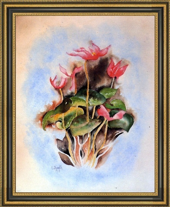 Charles Demuth Pink Cyclamen Framed Premium Canvas Print, 18"x24"
