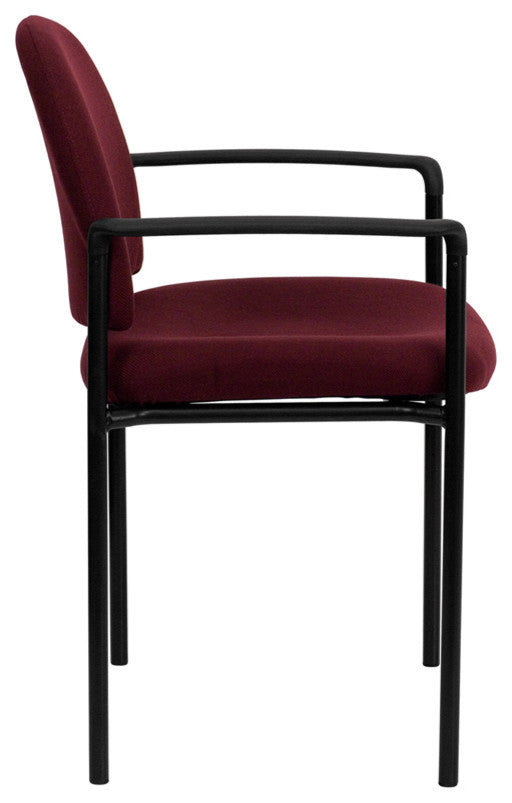 Stackable Steel Side Chair With Arms, Burgundy, 23.75"x23.50"x33.25"