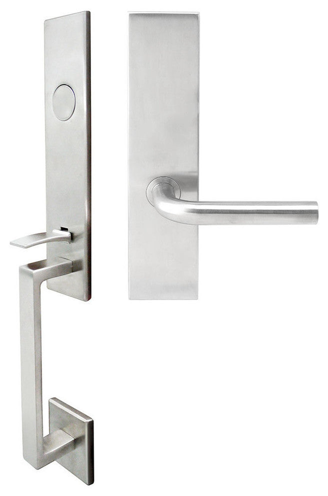 Cologne Lever, Mortise Dummy Handleset, Left Hand, Satin Stainless Steel
