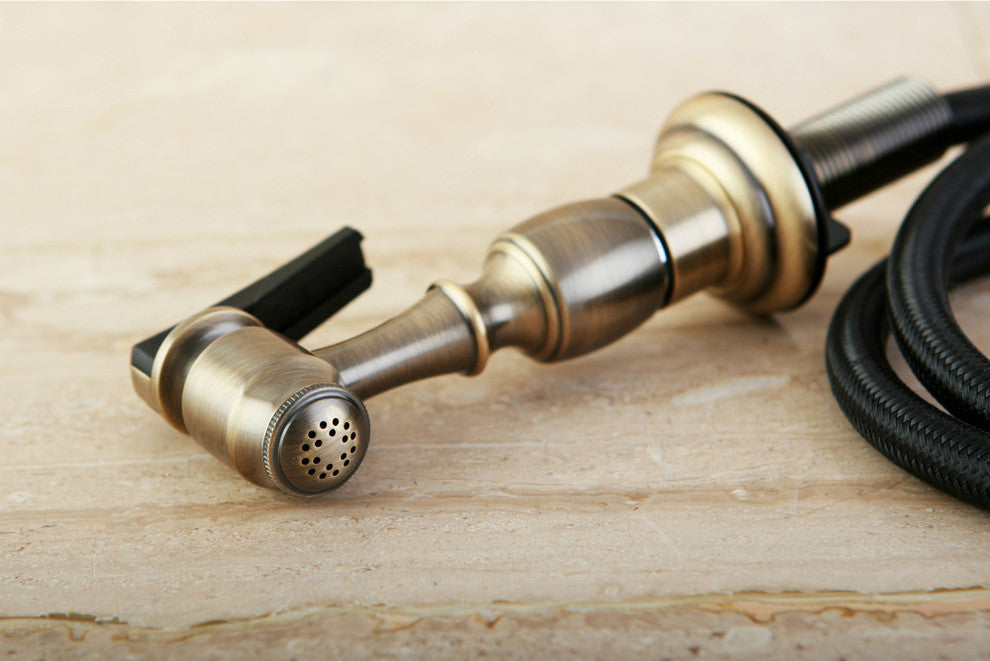 Gourmet Scape Kitchen Faucet Side Sprayer, Antique Brass