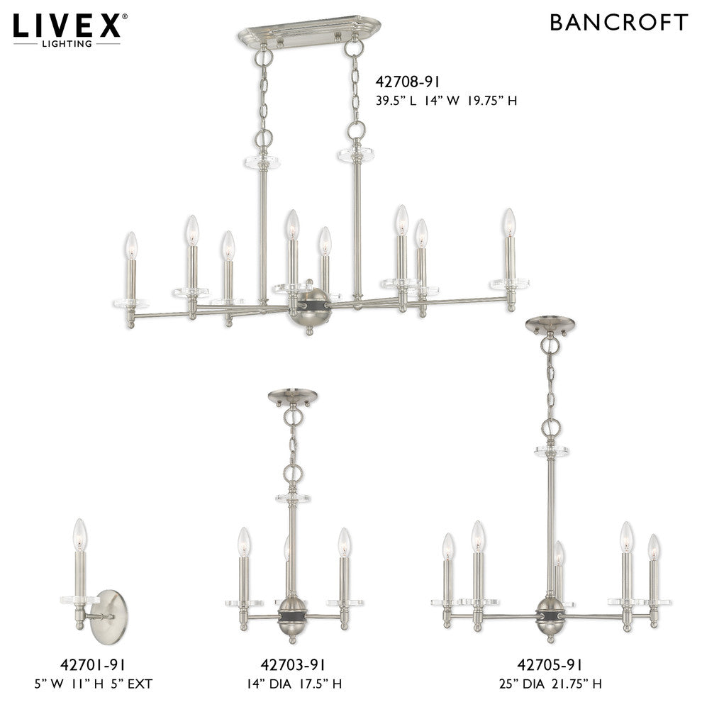 Livex Lighting Brushed Nickel 8-Light Linear Chandelier