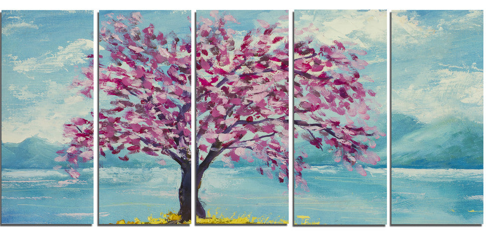 "Blooming Sakura Flowers" Canvas Art Print60"x28", 5-Panels