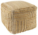 Oaks Natural Rustic Striped Handmade Jute Blend Cube Poufs,  18"x18"x18"