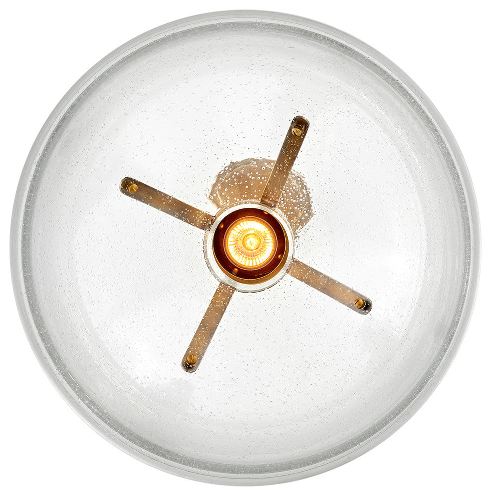 Hinkley Argo 14" Sm. LED Pendant Light, Heritage Brass + Clear Seedy Glass shade