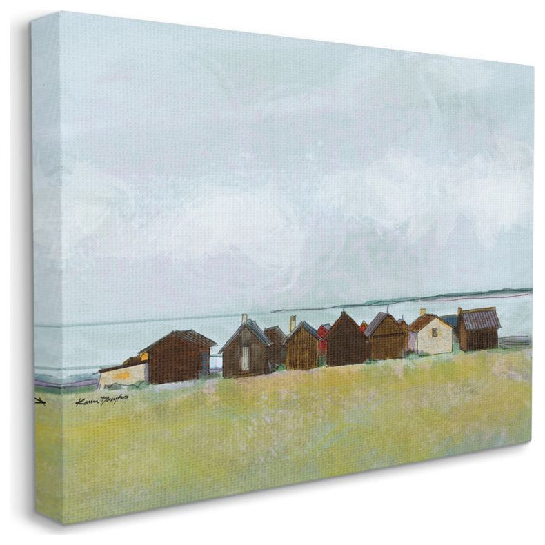 Lakeside Town Landscape Drawing, 24"x30"