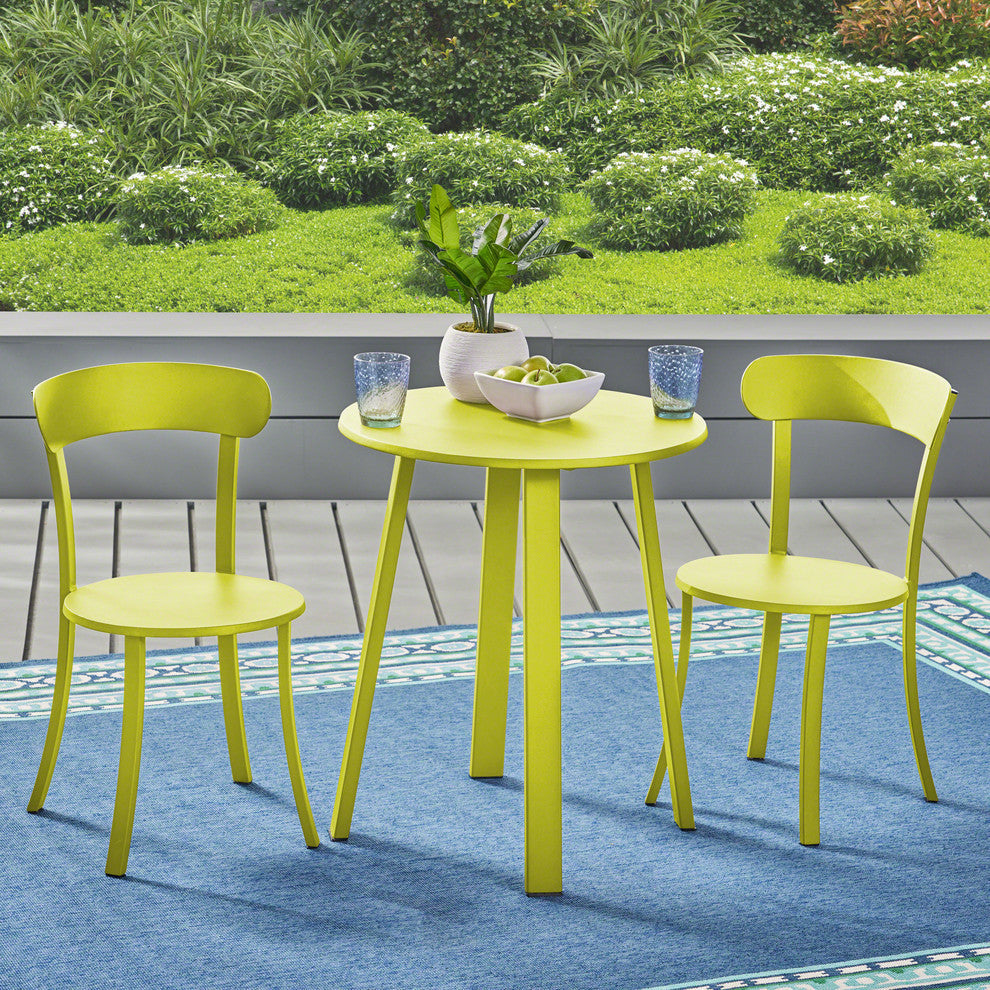 GDF Studio Larson Outdoor Bistro Set, Matte Lime Green