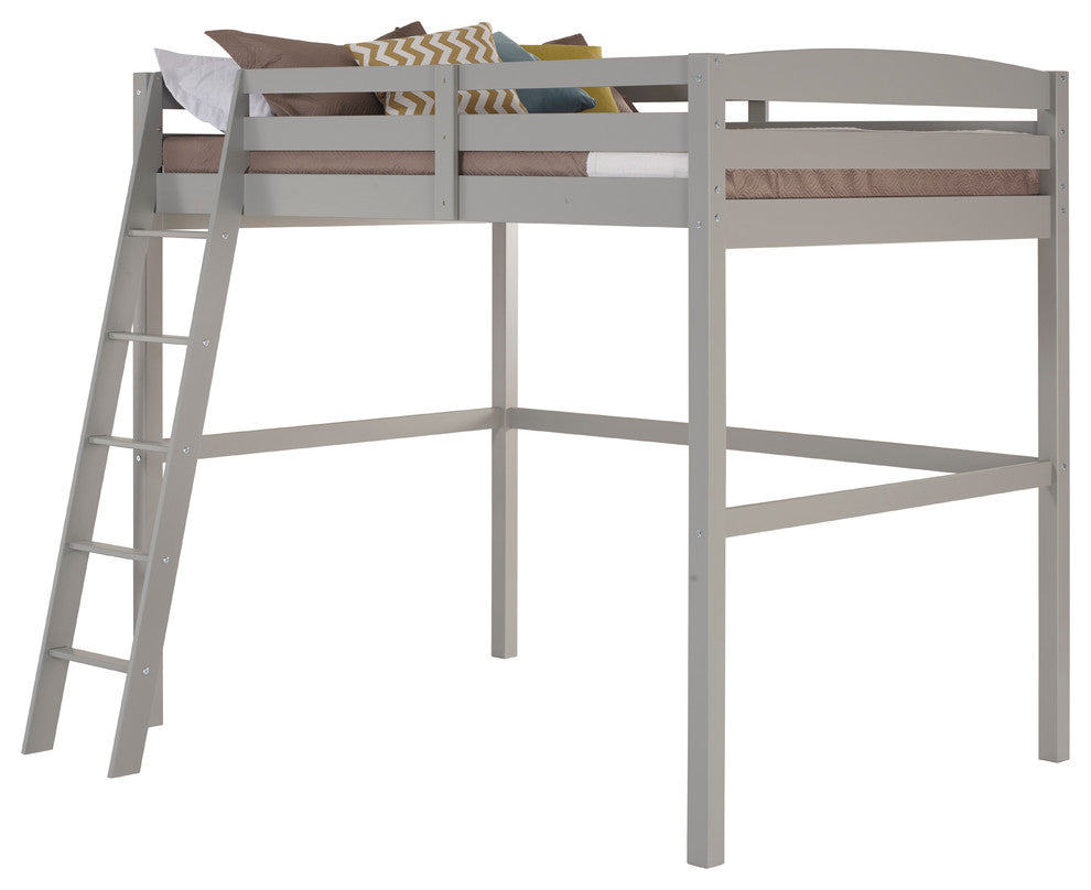 Concord Full Size High Loft Bed, Gray, Without Desk