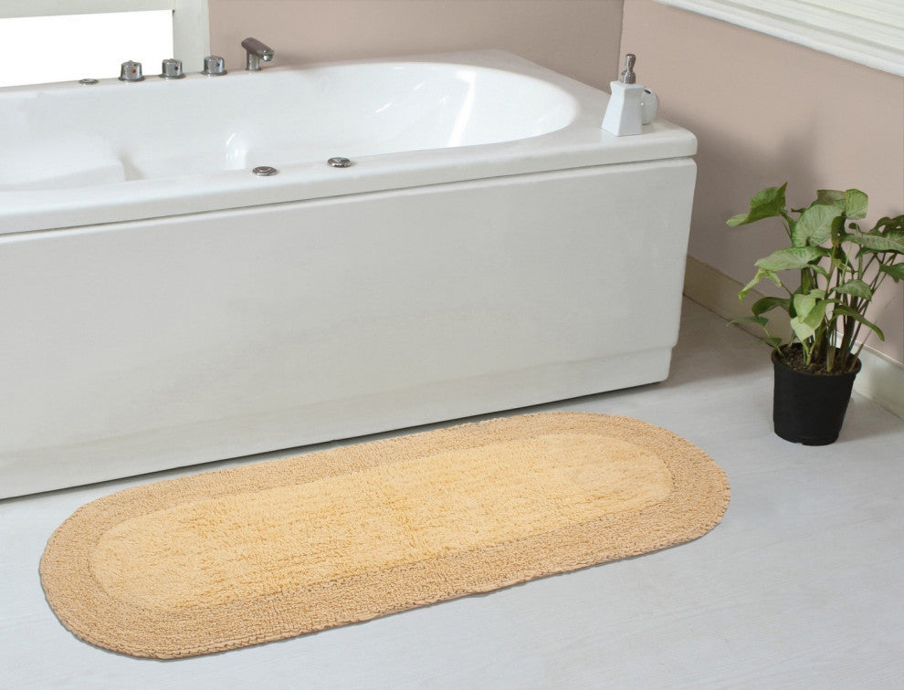 Double Ruffle Collection Bath Rugs Set, 21x54 Runner, Yellow