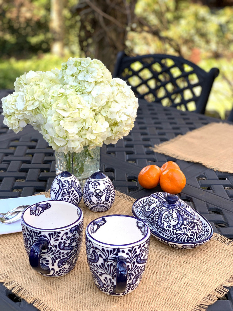 Encantada Handmade Butter Dish, Blue Flower