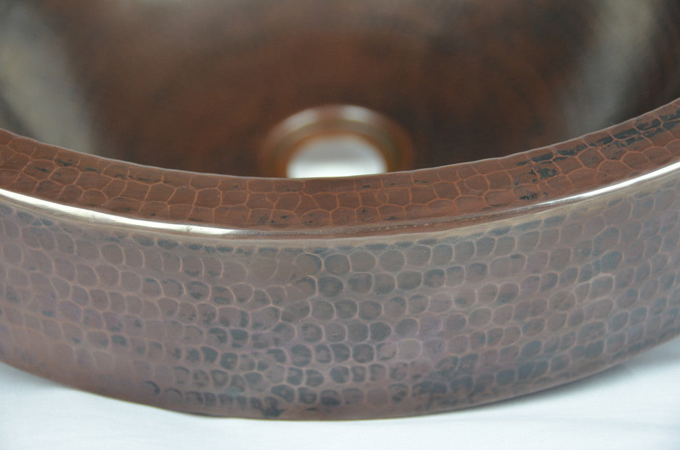 Round copper sink with apron 3"