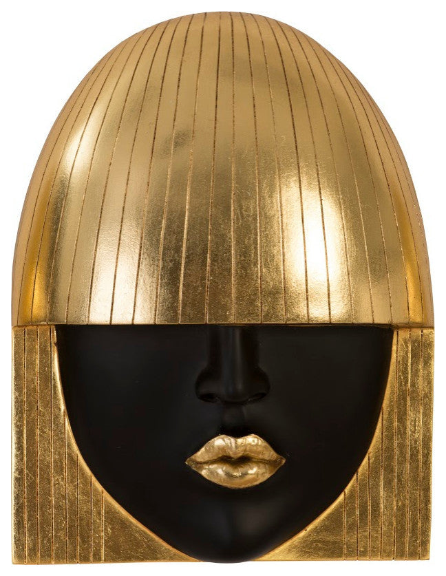 Fashion Faces Wall Tiles, 3-Piece Set, Gold Leaf