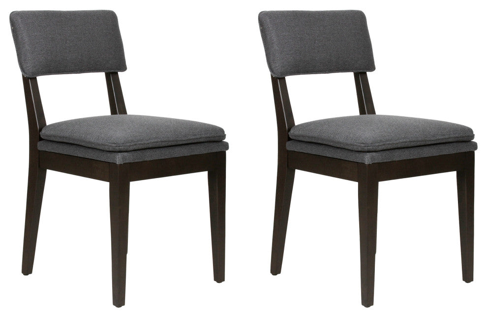 East at Main Solid Wood Upholstered Dining Chairs, Set of 2, Gray