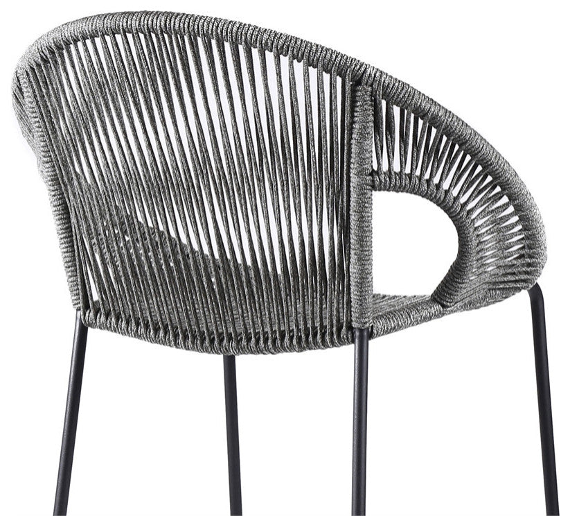 Acapulco 30" Indoor Outdoor Steel Bar Stool With Gray Rope