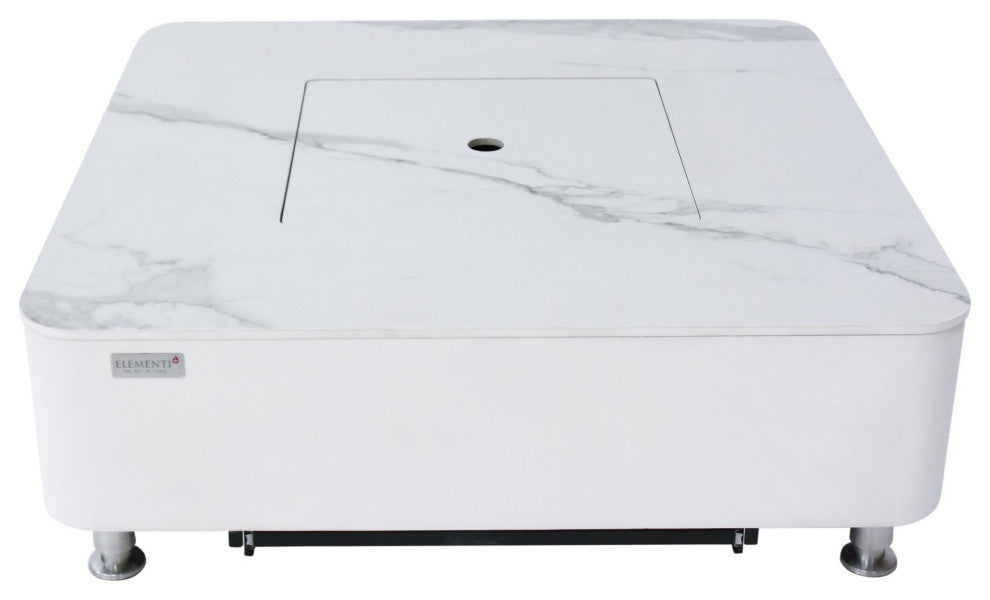 Annecy Square Marble Porcelain Top Natural Gas Fire Table by Elementi Fire