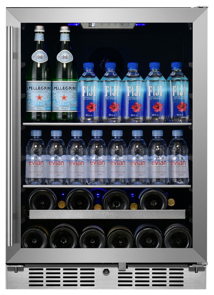 Titan Signature 24" 84Bottle 13Can SS Door Single Zone Wine and Beverage Cooler