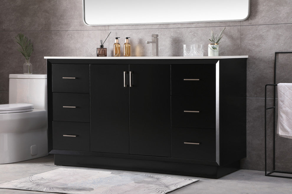 60" SIngle Bathroom Vanity, Black