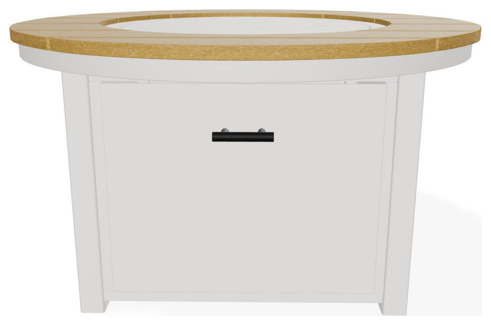 42" Marine Grade Fire Table with Propane Shelf, Snow/Teak