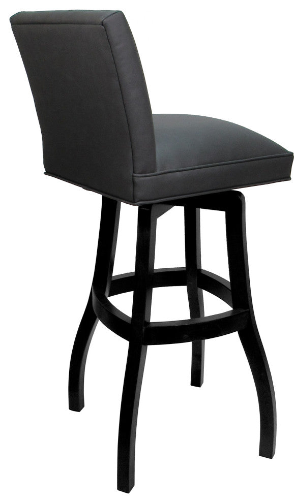 Swivel Wood Counter, Bar or Extra Tall Stool - Sommerville on S-Base, Gray Vinyl - Black, 34"