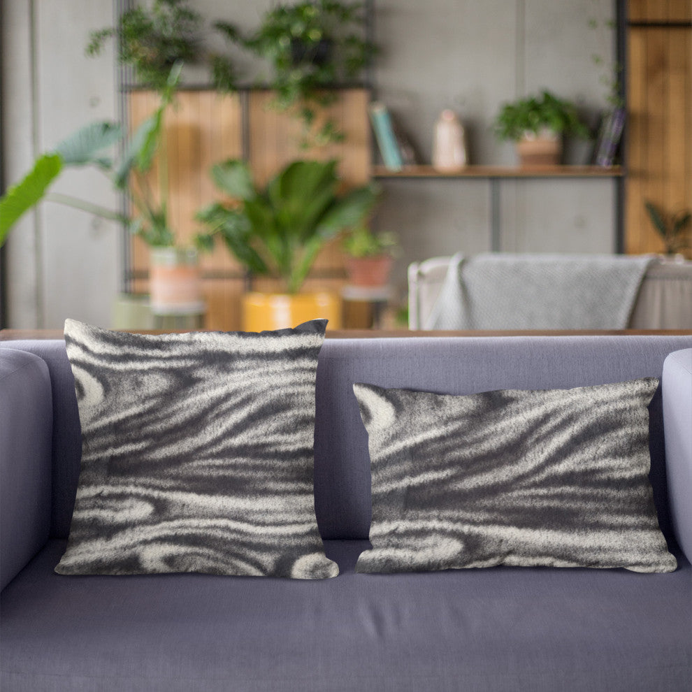 Plutus Black White Galaxy Faux Fur Luxury Throw Pillow, Black White, 12" x 20"