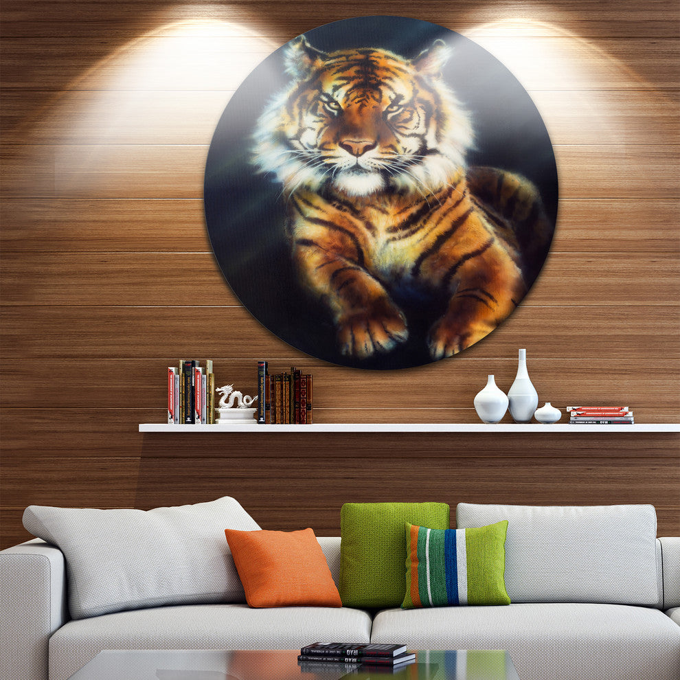 Mighty Tiger, Animal Round Metal Wall Art, 36"