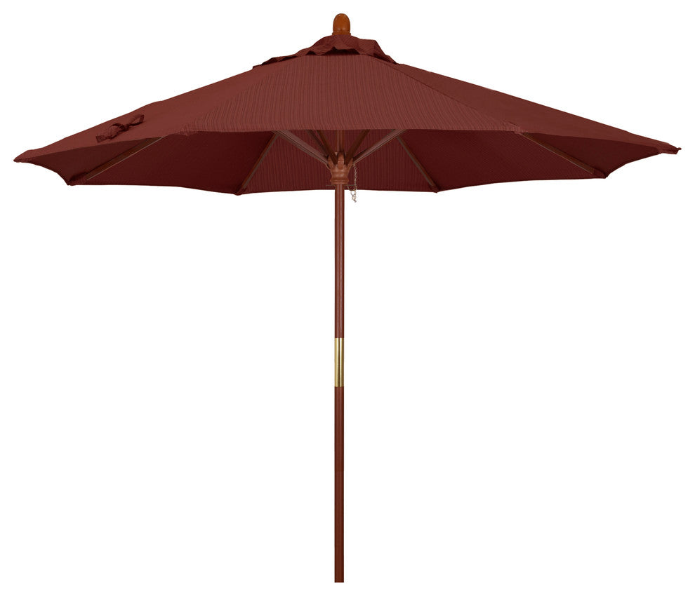 9' Square Push Lift Wood Umbrella, Olefin, Terrace Adobe