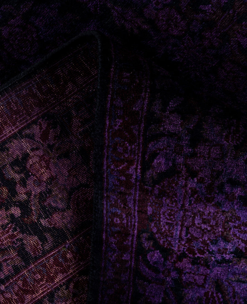 Overdyed One-of-a-Kind Hand-Knotted Area Rug Purple, 4' 1" x 6' 5"