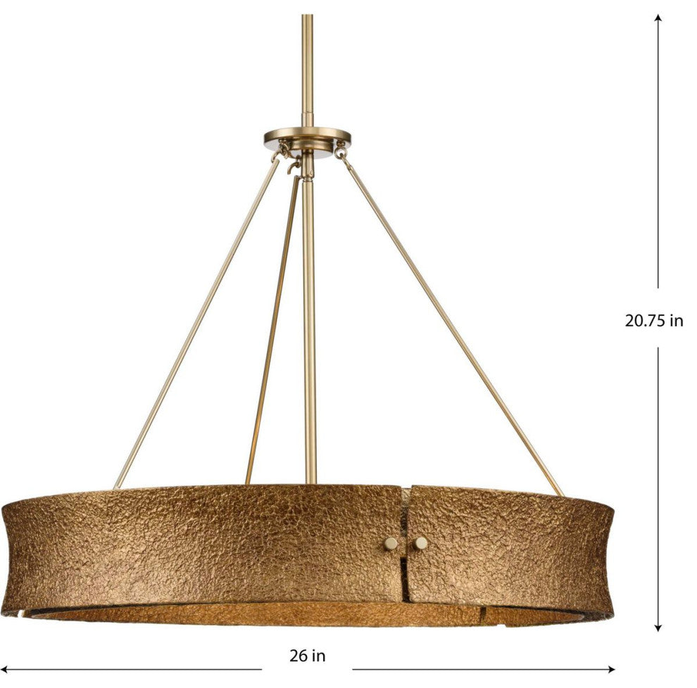 Lusail Collection Soft Gold Luxe Industrial Chandelier, 5-Light
