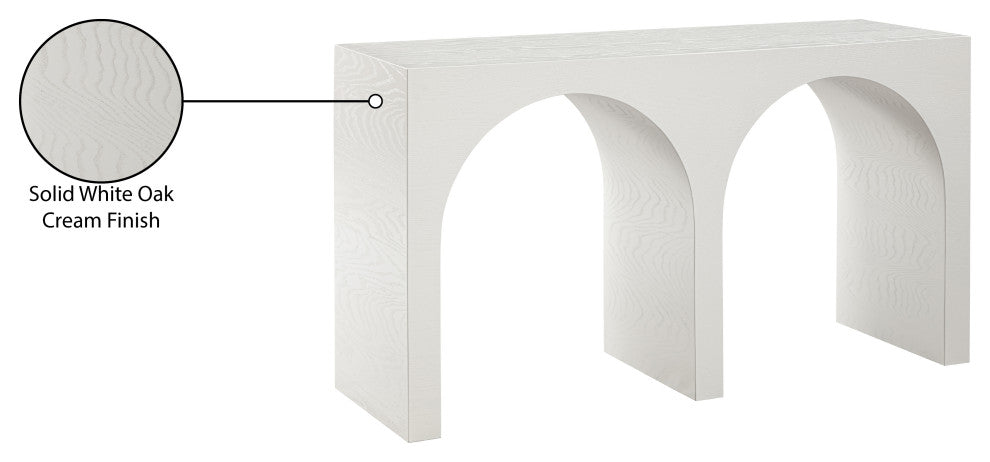 June Black Oak Console Table, Cream, 54" W X 18" D X 30" H