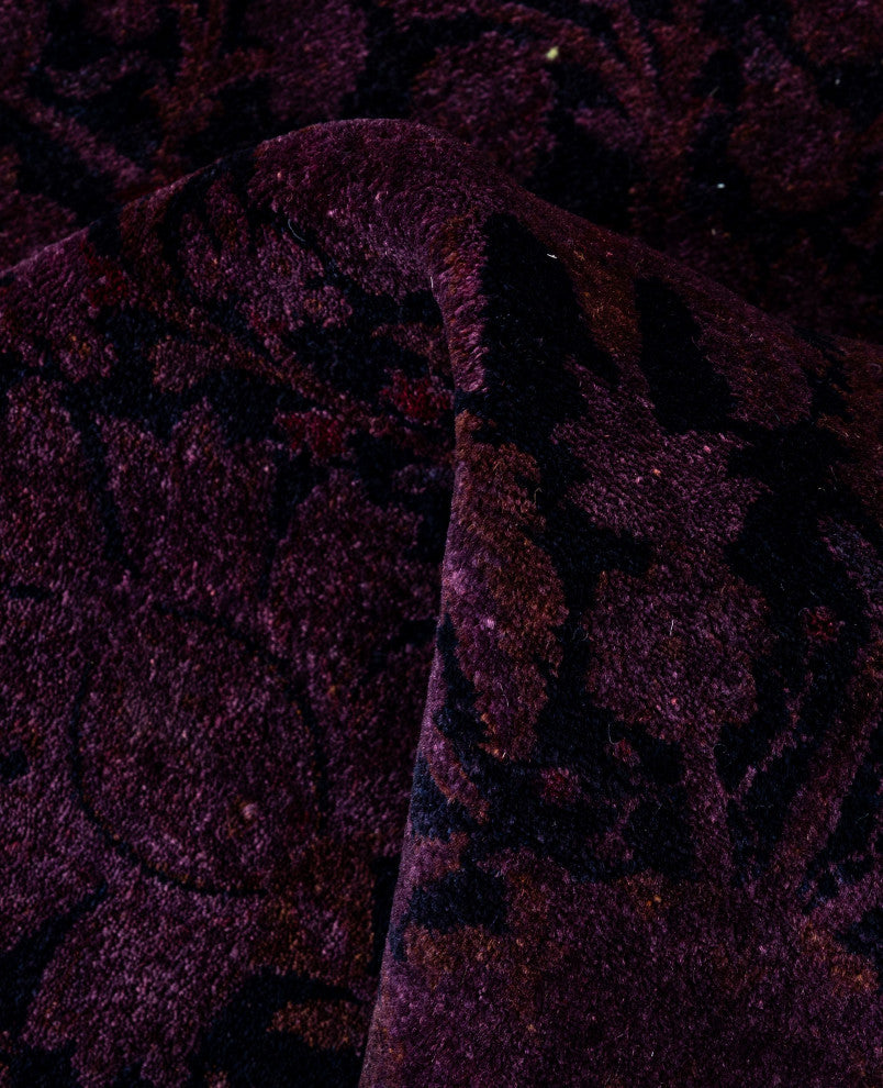 Overdyed One-of-a-Kind Hand-Knotted Area Rug Purple, 4' 2" x 6' 3"