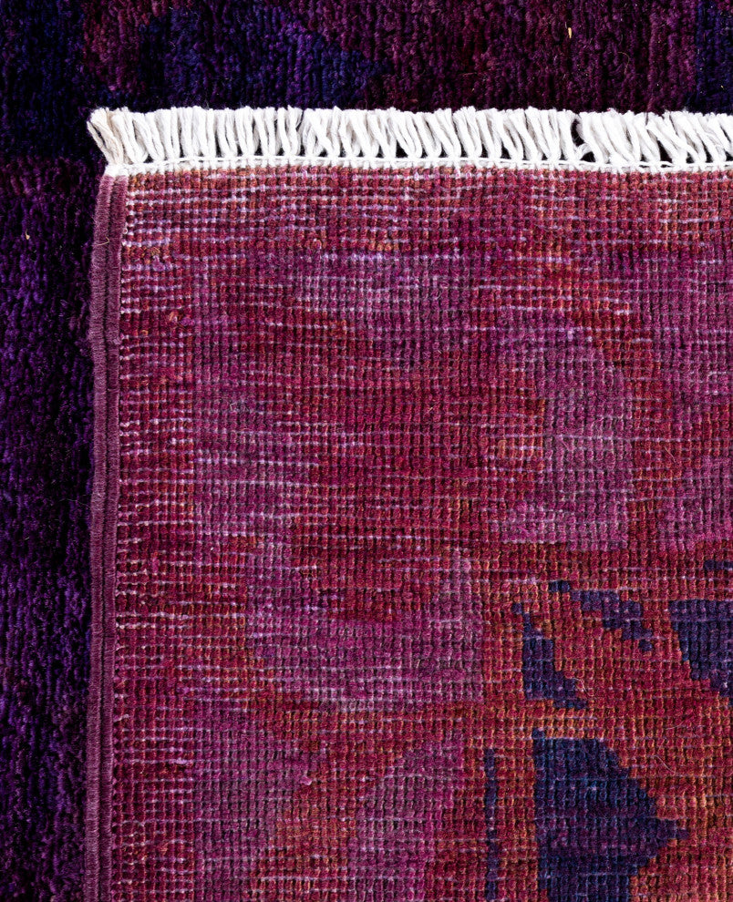 Overdyed One-of-a-Kind Hand-Knotted Area Rug Purple, 8' 1" x 9' 10"