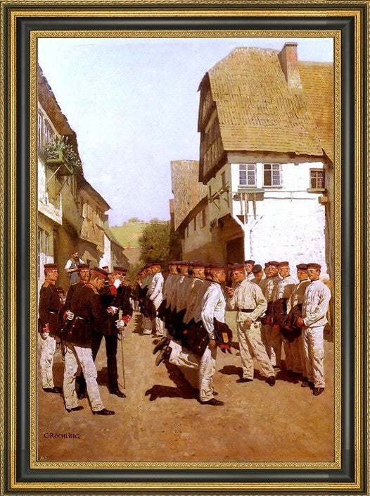 Carl Rochling Military Cadets Preparing For Parade Framed Canvas Print, 18"x27"