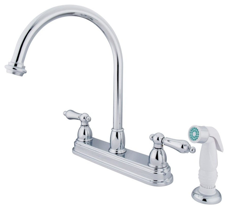 Restoration Two Handle 8" Kitchen Faucet with Non-Metallic Sprayer